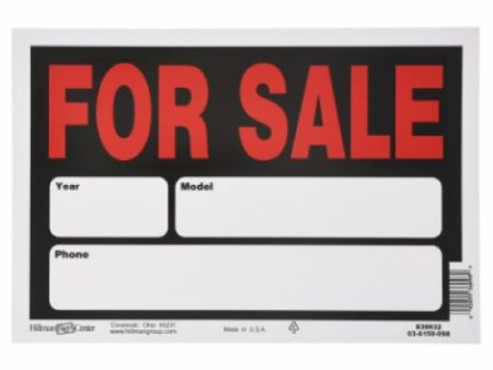 Hillman 839932 8  x 12  Black & Red Automobile For Sale Sign - Quantity of 12 Cheap