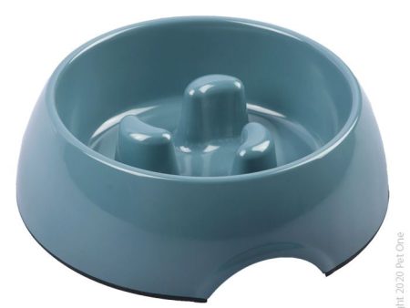 Pet One Melamine Slow Down Feeder Round Blue Stone 300ml Online Sale