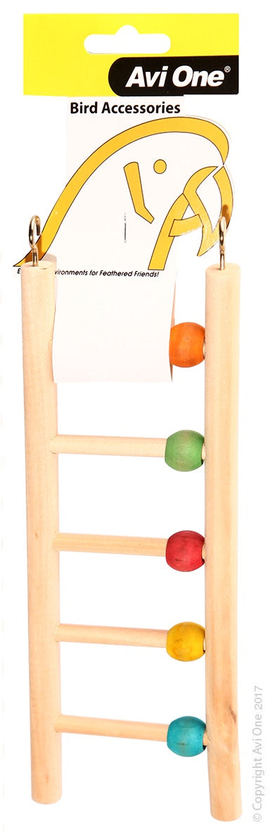 Avi One Wooden Ladder with Beads 5 Rung For Sale