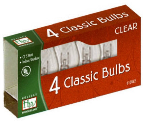 Holiday Wonderland 1074C-88 4-Pack Of C7 Clear Replacement Bulbs - Quantity of 150 For Sale