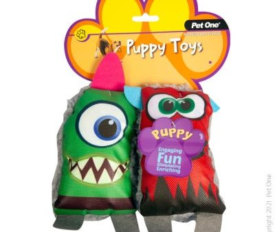 Pet One Puppy Squeaky Fluffy Monsters Assorted 2 Pack on Sale