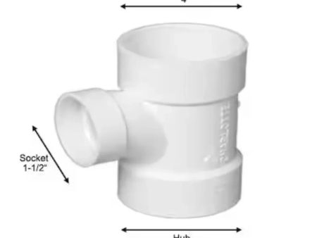 Charlotte Pipe PVC 00401 1800HA 4  x 2  Reducing Schedule 40 Sanitary PVC Tee Cheap