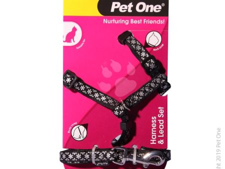 Pet One Cat Kitten Reflective Harness & Lead Set Black Fashion