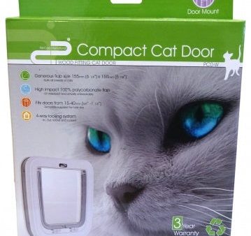 Pet Corp Cat Door Compact Wood Fitting White PC0-W Supply