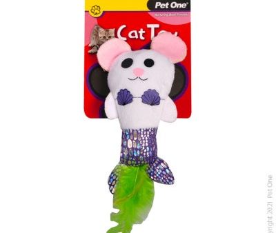 Pet One Plush Mermouse with Feather 14cm Cheap