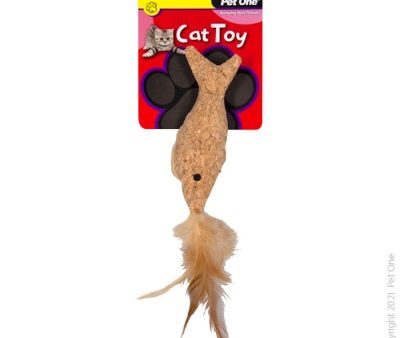 Pet One Plush Cork Fish with Feather 14cm Online Sale