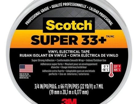 Scotch 6132-BA 3 4  x 66  Roll of Super 33+ Professional Black Electrical Tape For Discount